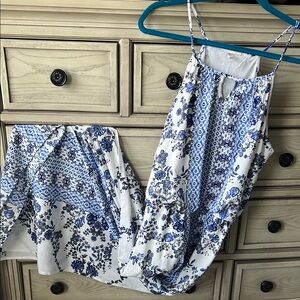 Japna Blue and White Sleeveless Spaghetti Strap Sundress M/L